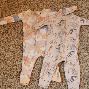 Carter's Pink and Cream Animal Print Footies